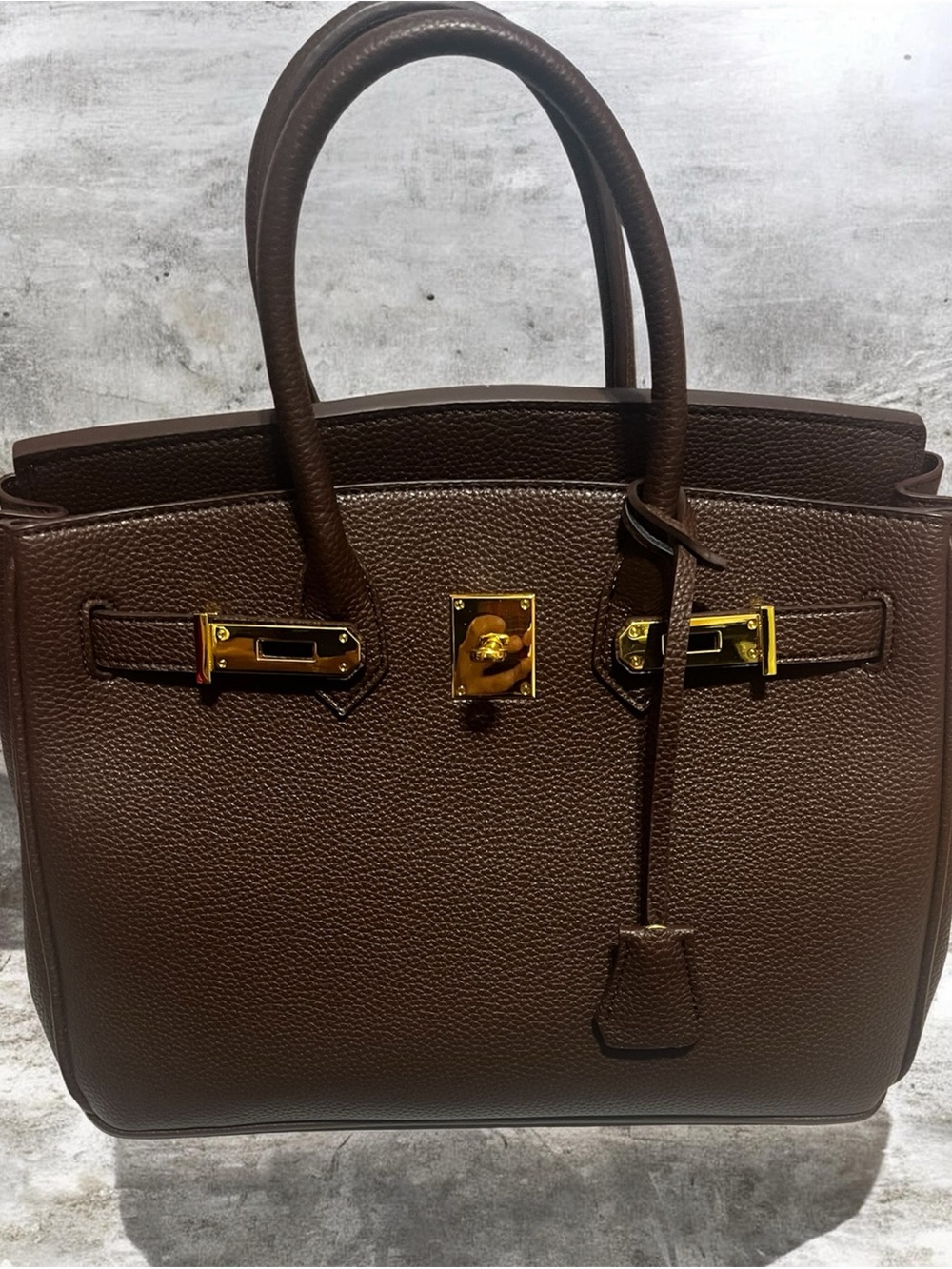 NWOT chocolate brown lock key h style satchel tote bag 30 fashion